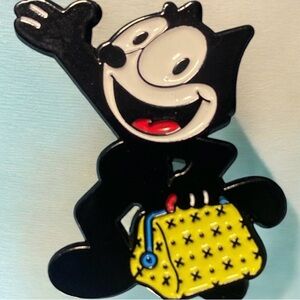 Vintage Famous Cat with his Yellow bag of tricks Cartoon Character Pin
